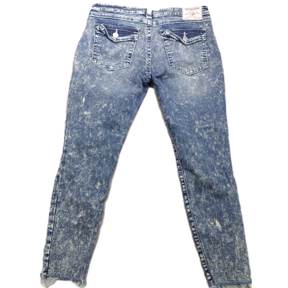 True Religion Jennie Curvy Skinny Jeans Women 34 Acid Wash Blue Stretch Mid Rise